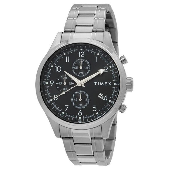 NWT Authentic Timex Trend Chronograph Quartz Black Dial Men's Watch - Picture 1 of 3